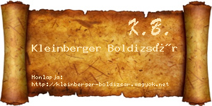 Kleinberger Boldizsár névjegykártya